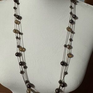 Ann Taylor Elegant Black and Gold Beaded Necklace